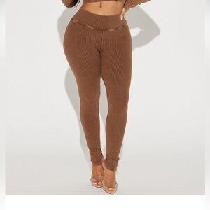 Fashion Nova Ribbed High-Waist Brown Leggings Size S Women’s